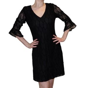 Karl Lagerfeld Tulip Sleeve Lace Overlay Dress